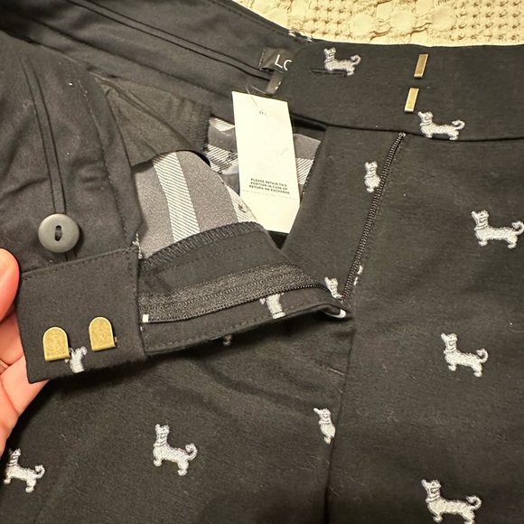 LOFT Black Pants with Dog Pattern - Picture 4 of 6